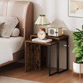 Table basse gigogne 2-en-1 plateau aspect bois table d'appoint pour canapé marron rustique