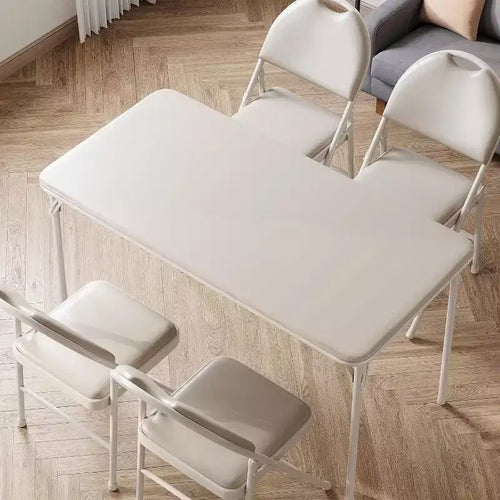 Table pliante de 4 pieds pour intérieur/extérieur, pieds métalliques verrouillables, plateau en cuir PU rembourré, pour pique-niques, fêtes, barbecues, camping
