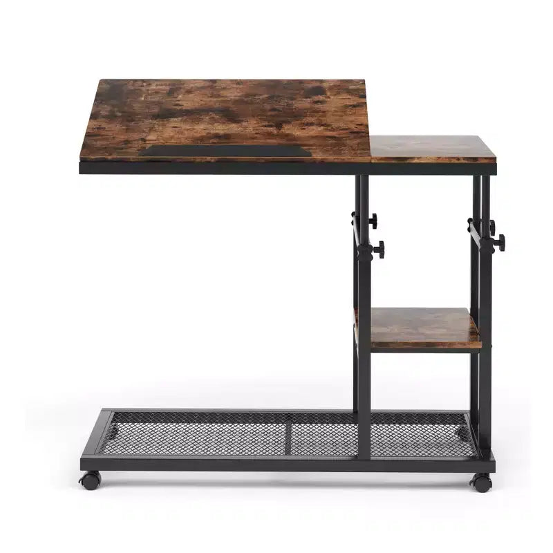 Table d'appoint mobile en C, table de collation réglable en hauteur de 66 à 87,6 cm pour canapé