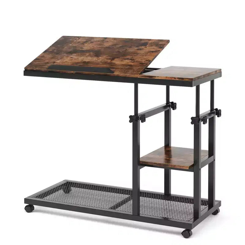 Table d'appoint mobile en C, table de collation réglable en hauteur de 66 à 87,6 cm pour canapé
