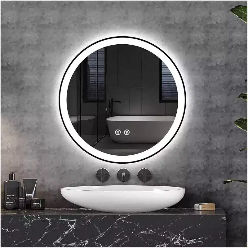 24 Modern LED Bathroom Mirror, Dual Front &amp; Back Lighting, 3 Color Modes, Dimmable Anti-Fog Design, Square Wall Mounted Vanity Mirror