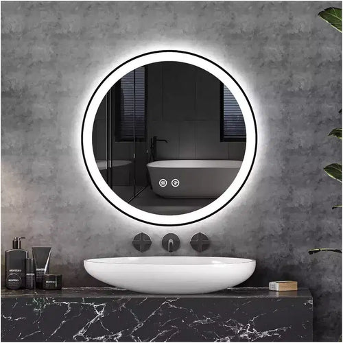24 Modern LED Bathroom Mirror, Dual Front &amp; Back Lighting, 3 Color Modes, Dimmable Anti-Fog Design, Square Wall Mounted Vanity Mirror