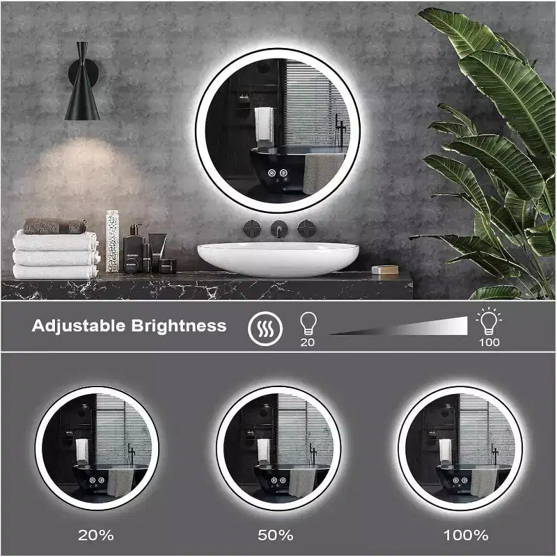 Miroir de salle de bain moderne à LED de 24 pouces avec double éclairage avant et arrière et 3 modes de couleur