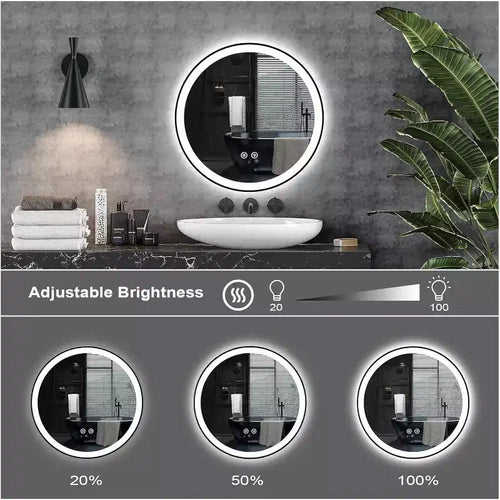 Miroir de salle de bain moderne à LED de 24 pouces avec double éclairage avant et arrière et 3 modes de couleur