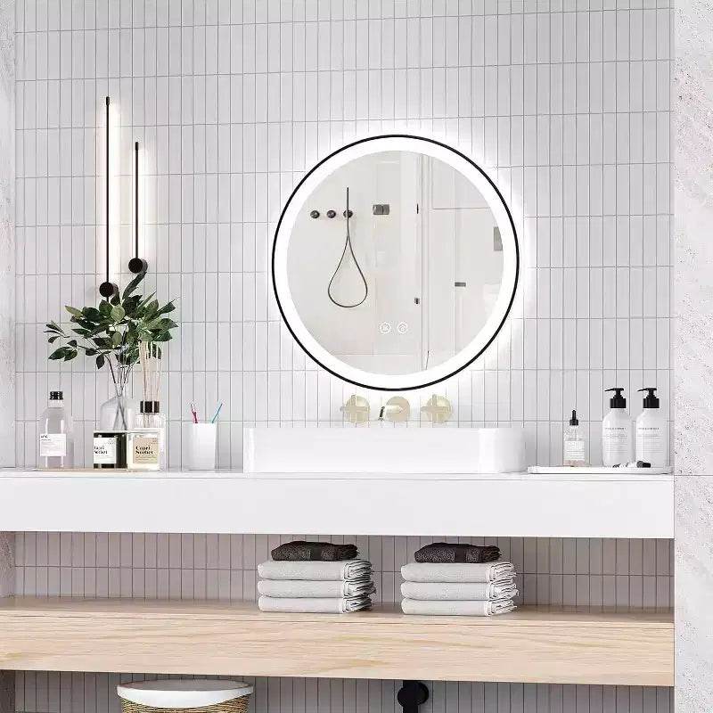 Miroir de salle de bain moderne à LED de 24 pouces avec double éclairage avant et arrière et 3 modes de couleur