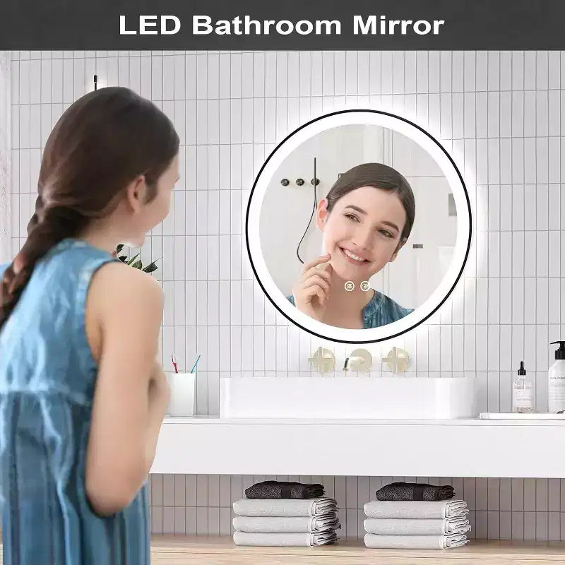 Miroir de salle de bain moderne à LED de 24 pouces avec double éclairage avant et arrière et 3 modes de couleur
