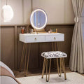Coiffeuse avec tabouret, petite coiffeuse, éclairage réglable 3 modes, coiffeuse 32 pouces avec 2 tiroirs