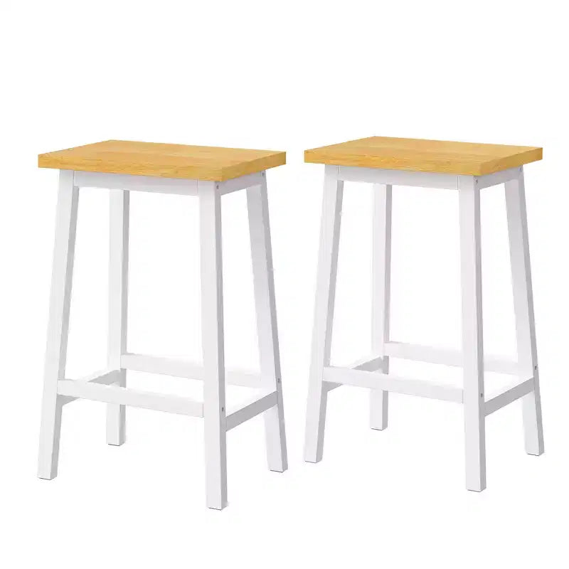 Tabouret de bar en bois massif, 65 cm, tabouret de bar style ferme avec repose-pieds