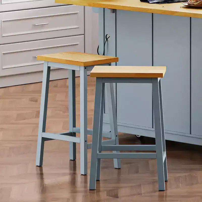 Tabouret de bar en bois massif, 65 cm, tabouret de bar style ferme avec repose-pieds