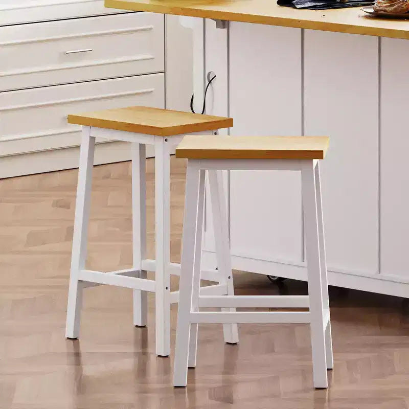 Tabouret de bar en bois massif, 65 cm, tabouret de bar style ferme avec repose-pieds