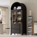 Whisen 71 Tall Arched Kitchen Pantry with 2 Large Drawers, Adjustable Shelves &amp; Glass Door
