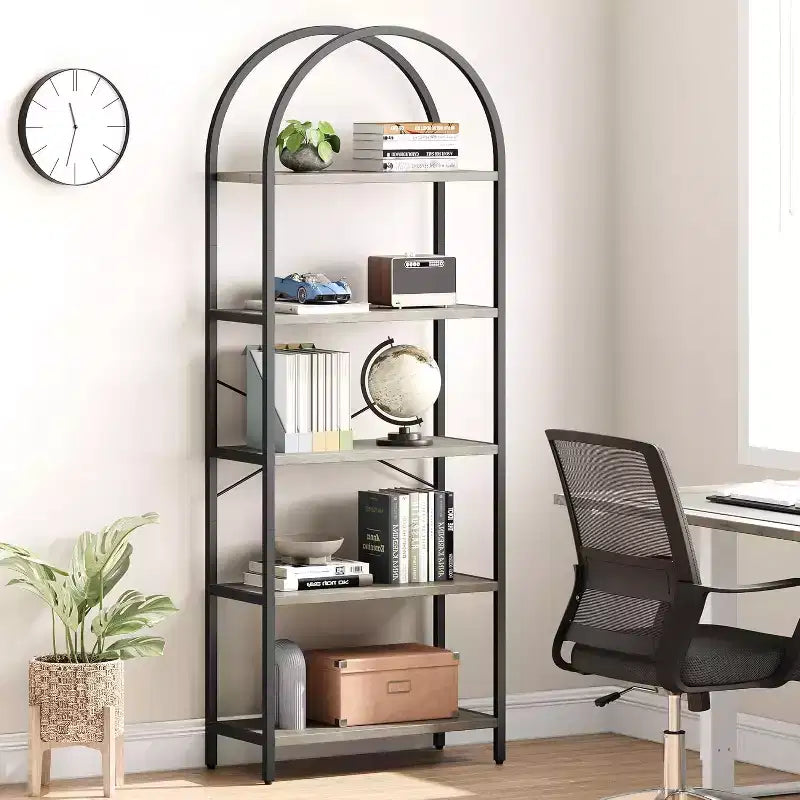 Étagère moderne à 5 niveaux avec finition marbre, idéale pour la maison et le bureau