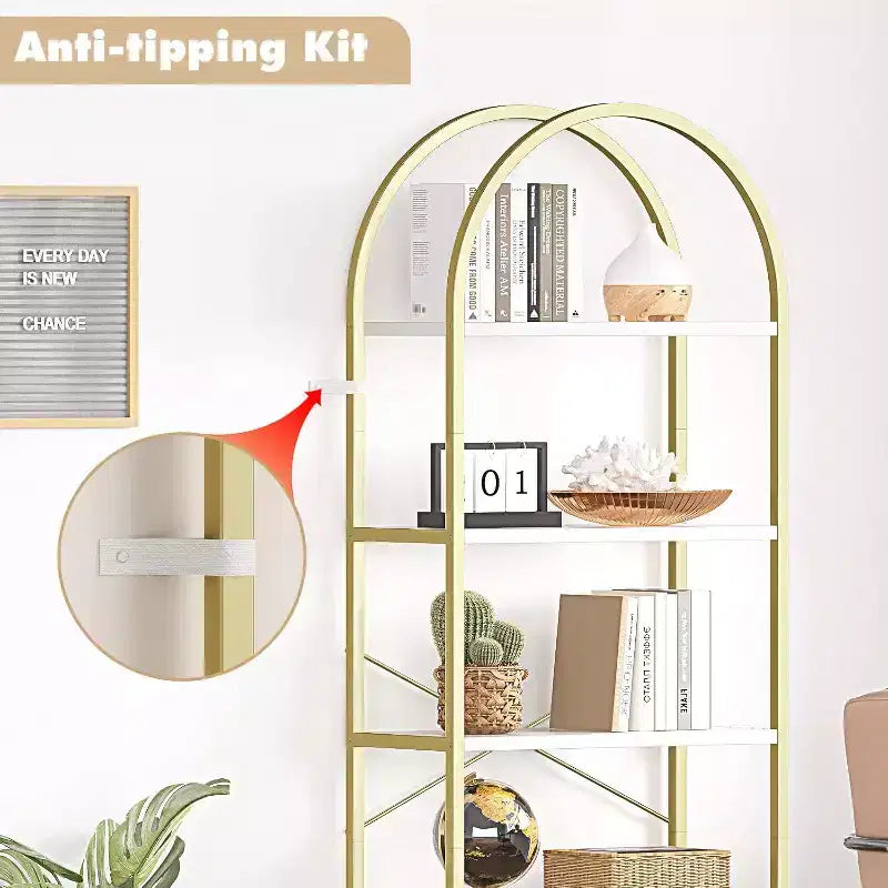 Étagère moderne à 5 niveaux avec finition marbre, idéale pour la maison et le bureau