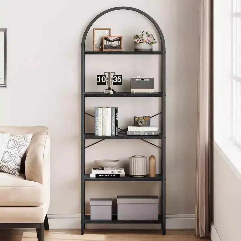 Étagère moderne à 5 niveaux avec finition marbre, idéale pour la maison et le bureau
