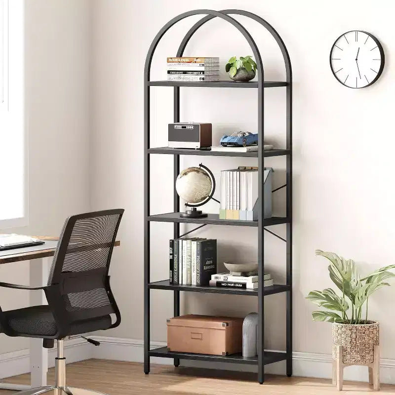 Étagère moderne à 5 niveaux avec finition marbre, idéale pour la maison et le bureau