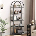 COZONY 71 Arched Bookshelf, 5-Tier Modern Bookcase with Marble Finish, Tall Storage Shelf for Home &amp; Office
