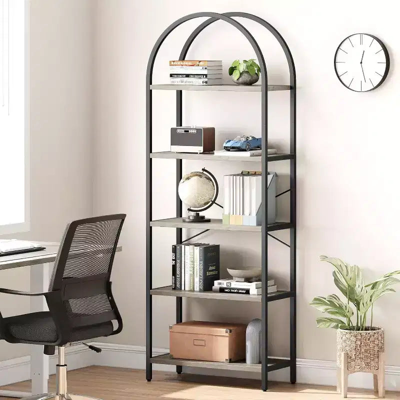 Étagère moderne à 5 niveaux avec finition marbre, idéale pour la maison et le bureau