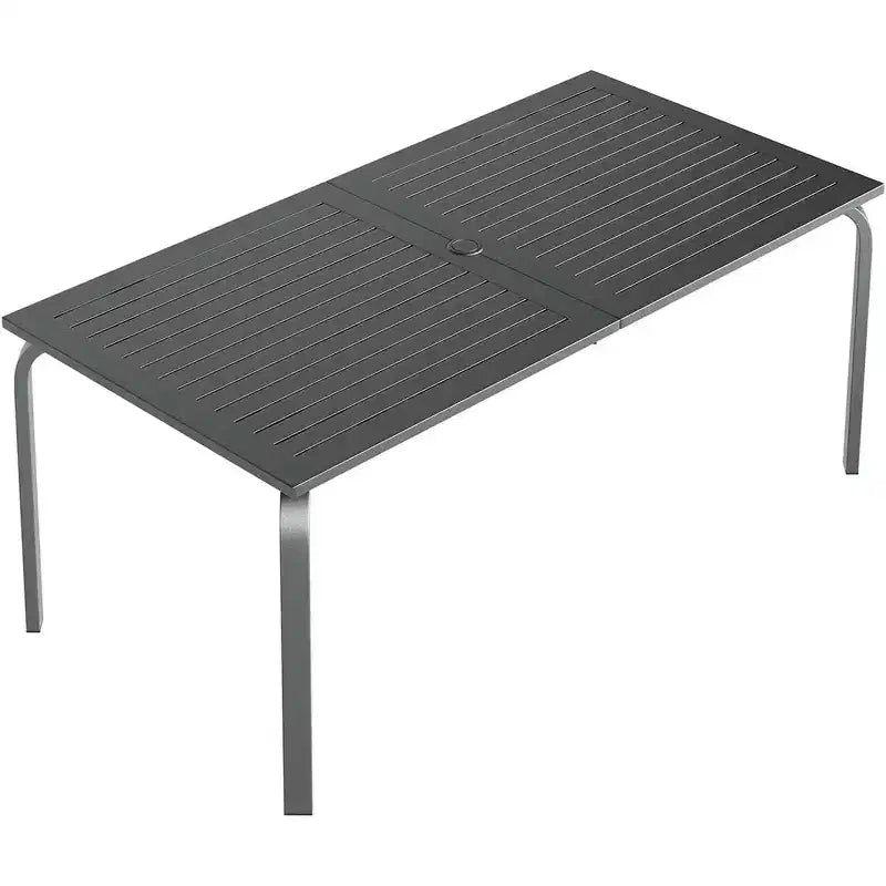 CuisinSmart 71 Modern Outdoor Dining Table with Umbrella Hole, Weatherproof &amp; Rust-Proof Design for Restaurants, Backyards, Poolside