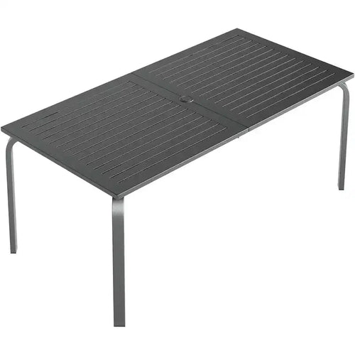 CuisinSmart 71 Modern Outdoor Dining Table with Umbrella Hole, Weatherproof &amp; Rust-Proof Design for Restaurants, Backyards, Poolside