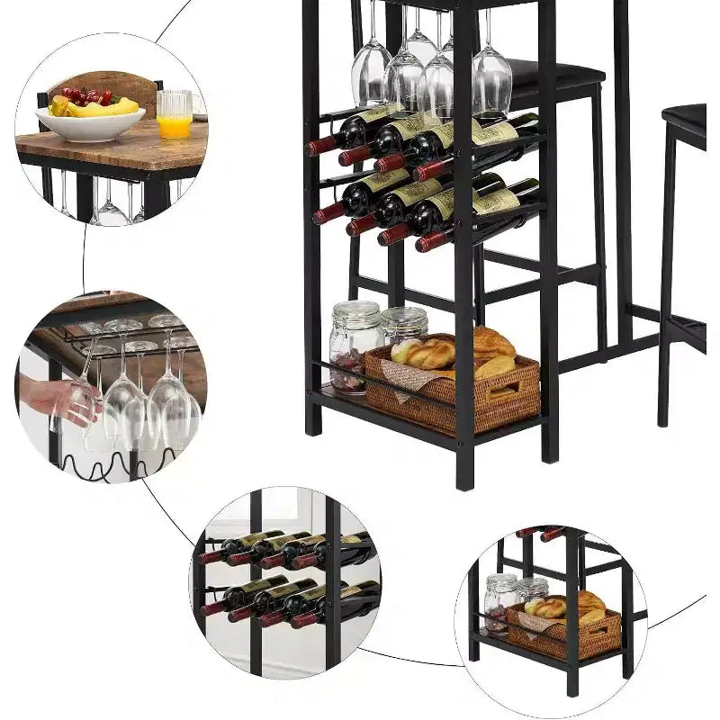 Tabourets de bar, tabourets de bar rembourrés avec pieds en métal, repose-pieds et dossiers