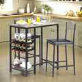 Bar Stools Set of , Upholstered Barstools with Metal Legs, Footrest &amp; Backrest, PU Seat, Kitchen Height Chairs