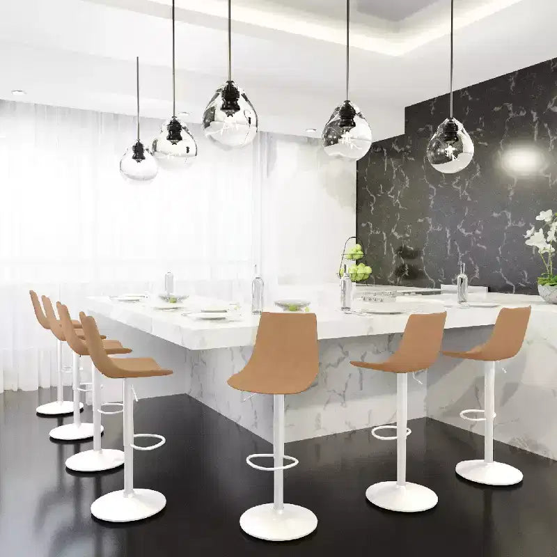 Tabourets de bar avec piètement en fer blanc Tabourets de comptoir réglables en hauteur avec assise en cuir, fonction pivotante et repose-pieds