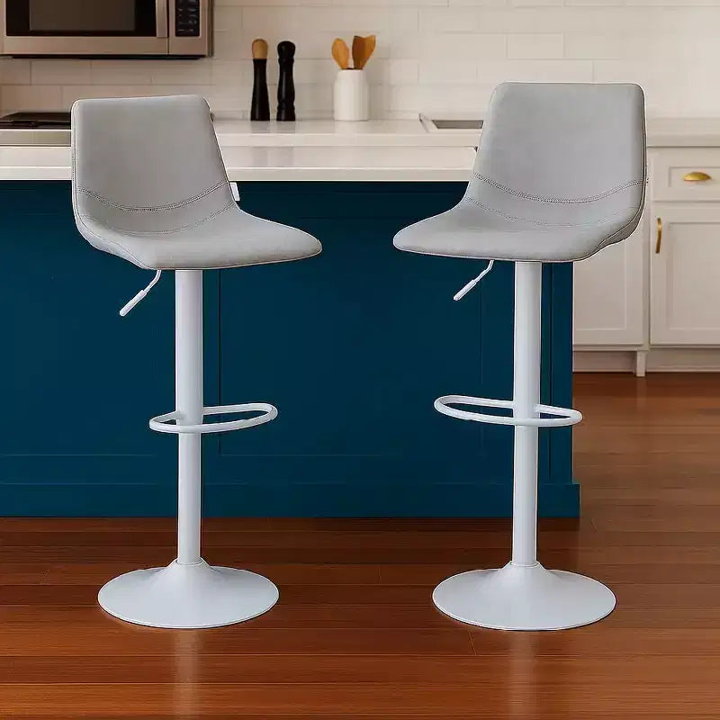 Tabourets de bar avec piètement en fer blanc Tabourets de comptoir réglables en hauteur avec assise en cuir, fonction pivotante et repose-pieds