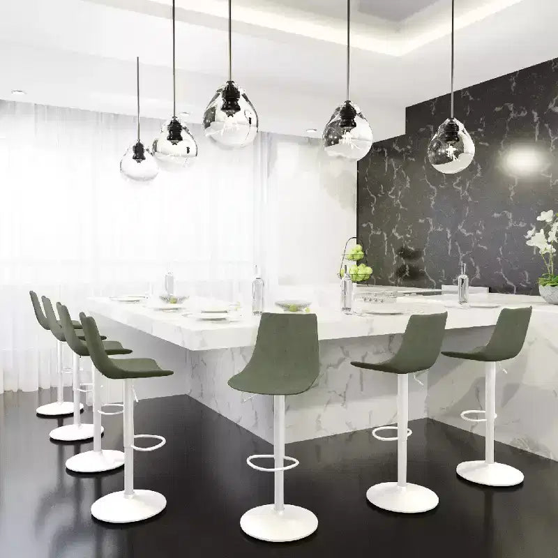 Tabourets de bar avec piètement en fer blanc Tabourets de comptoir réglables en hauteur avec assise en cuir, fonction pivotante et repose-pieds
