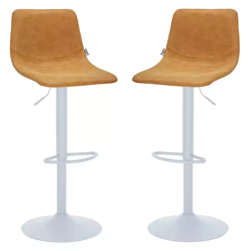 Tabourets de bar avec piètement en fer blanc Tabourets de comptoir réglables en hauteur avec assise en cuir, fonction pivotante et repose-pieds
