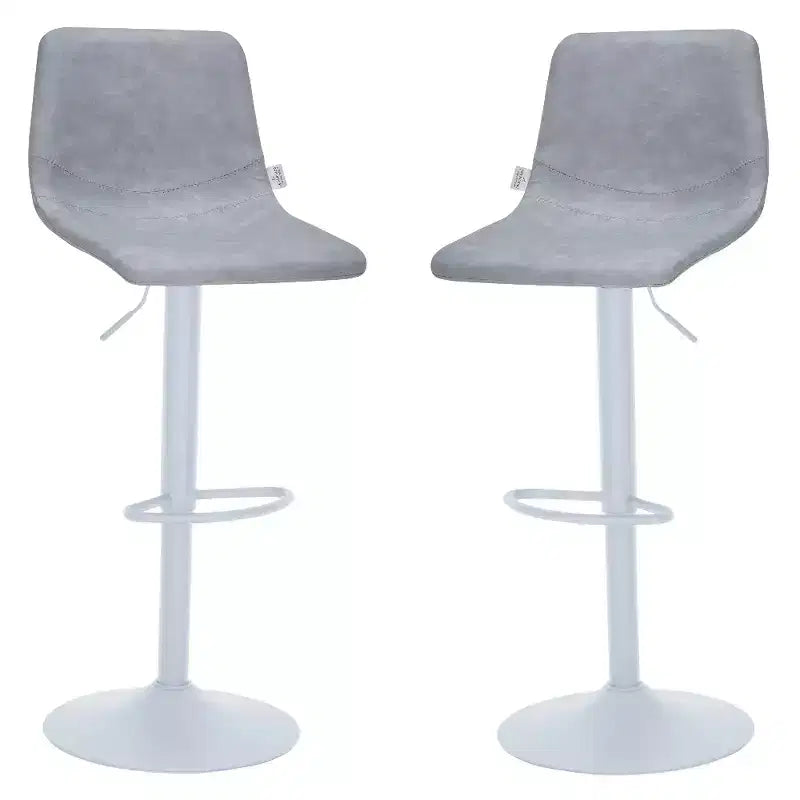 Tabourets de bar avec piètement en fer blanc Tabourets de comptoir réglables en hauteur avec assise en cuir, fonction pivotante et repose-pieds