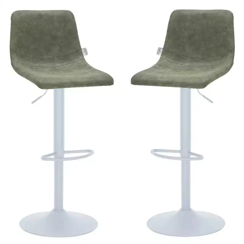 Tabourets de bar avec piètement en fer blanc Tabourets de comptoir réglables en hauteur avec assise en cuir, fonction pivotante et repose-pieds