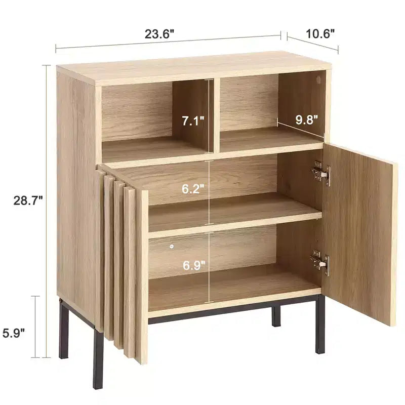 Armoire à double-porte à rayures ondulées couleur chêne - Couleur chêne, noir, design élégant, durable, spacieuse