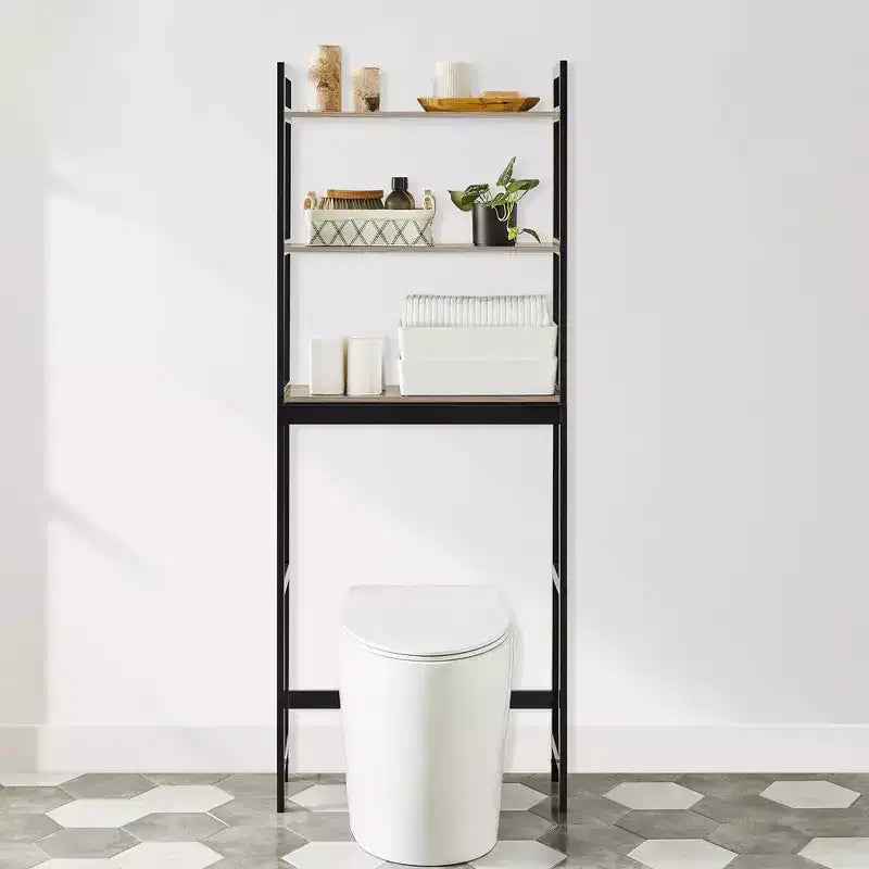 Étagère de salle de bain au-dessus des toilettes, meuble de rangement à trois niveaux avec étagères réglables