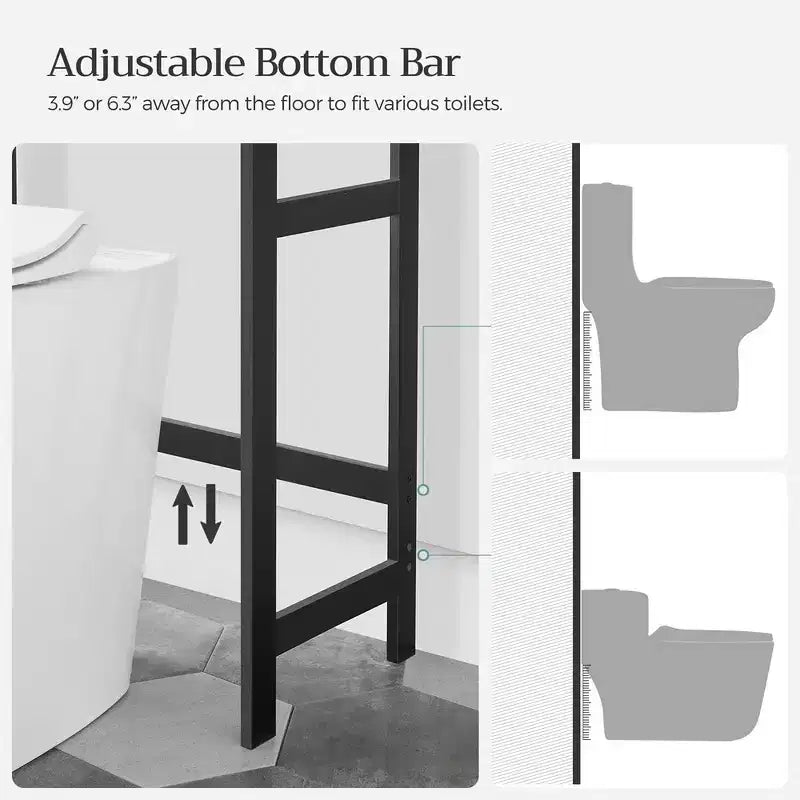 Étagère de salle de bain au-dessus des toilettes, meuble de rangement à trois niveaux avec étagères réglables