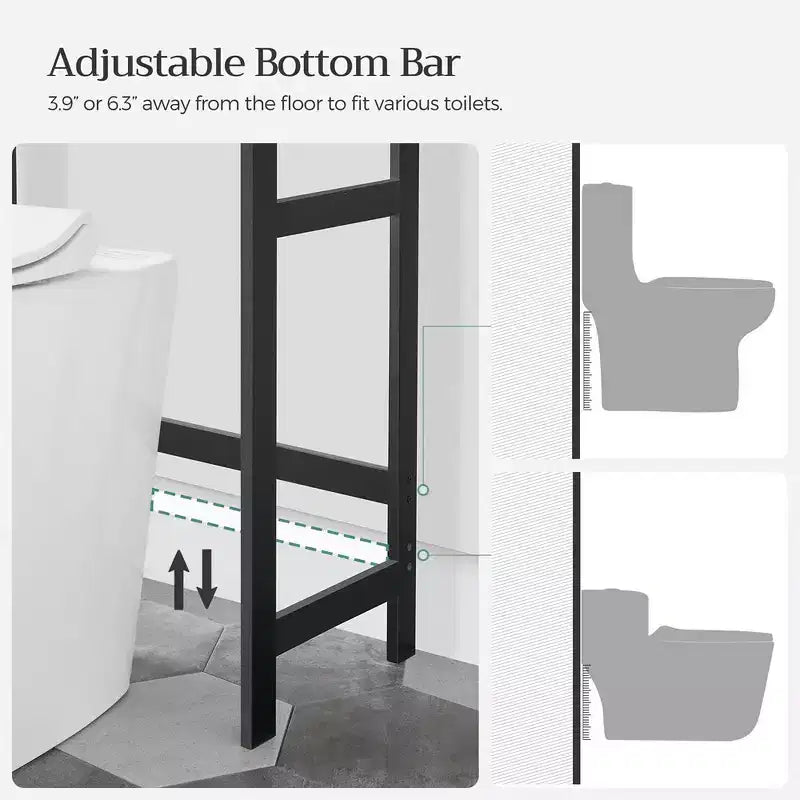 Étagère de salle de bain au-dessus des toilettes, meuble de rangement à trois niveaux avec étagères réglables