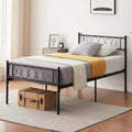 Cadre de lit plateforme en métal de taille double avec tête et pied de lit, cadre de lit en forme de cœur, rangement sous le lit de 31 cm