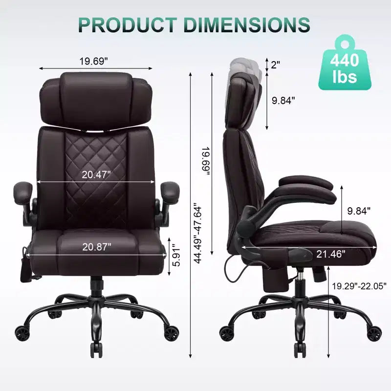 Chaise de bureau ergonomique, capacité de poids de 200 kg, chaise de direction, appui-tête réglable, accoudoirs escamotables