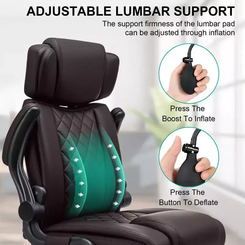 Chaise de bureau ergonomique, capacité de poids de 200 kg, chaise de direction, appui-tête réglable, accoudoirs escamotables