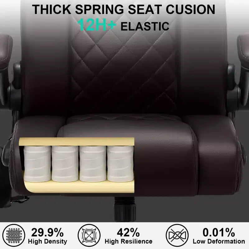 Chaise de bureau ergonomique, capacité de poids de 200 kg, chaise de direction, appui-tête réglable, accoudoirs escamotables