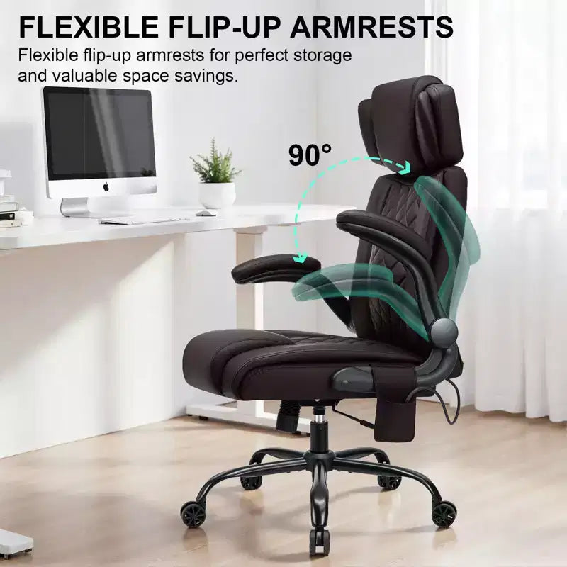 Chaise de bureau ergonomique, capacité de poids de 200 kg, chaise de direction, appui-tête réglable, accoudoirs escamotables