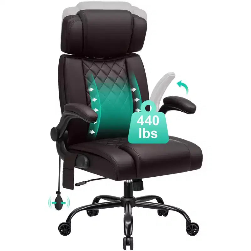 Chaise de bureau ergonomique, capacité de poids de 200 kg, chaise de direction, appui-tête réglable, accoudoirs escamotables