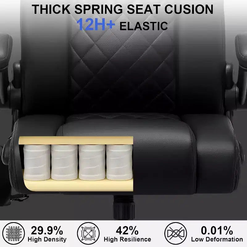 Chaise de bureau ergonomique, capacité de poids de 200 kg, chaise de direction, appui-tête réglable, accoudoirs escamotables
