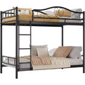 Twin over Twin Metal Bunk Bed, with Ladder &amp; Guardrails 400 lbs Capacity for Kids Room, Black