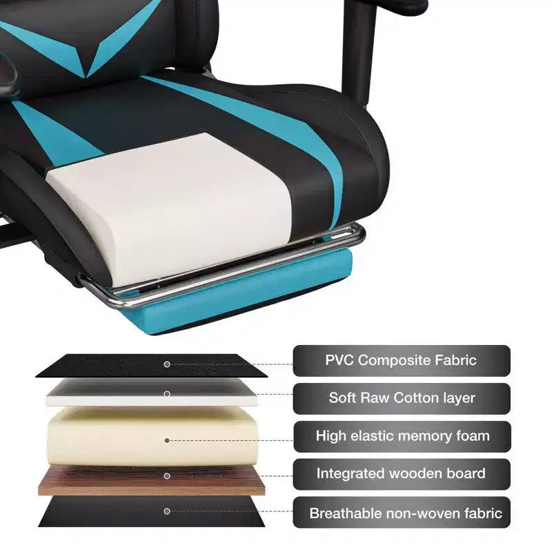 Fauteuil de massage relaxant, chaise gaming, fauteuil de bureau/ordinateur ergonomique avec haut-parleur Bluetooth et éclairage RGB
