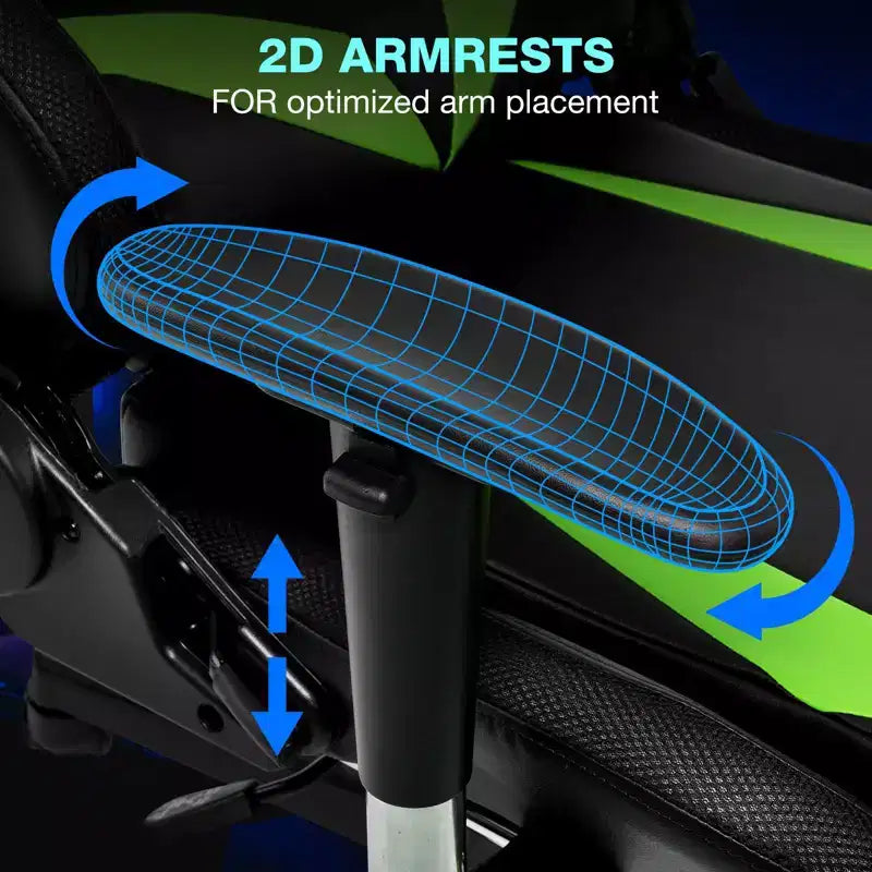 Fauteuil de massage relaxant, chaise gaming, fauteuil de bureau/ordinateur ergonomique avec haut-parleur Bluetooth et éclairage RGB