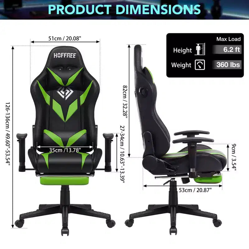 Fauteuil de massage relaxant, chaise gaming, fauteuil de bureau/ordinateur ergonomique avec haut-parleur Bluetooth et éclairage RGB