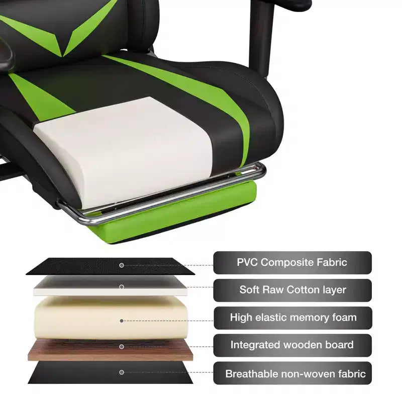 Fauteuil de massage relaxant, chaise gaming, fauteuil de bureau/ordinateur ergonomique avec haut-parleur Bluetooth et éclairage RGB