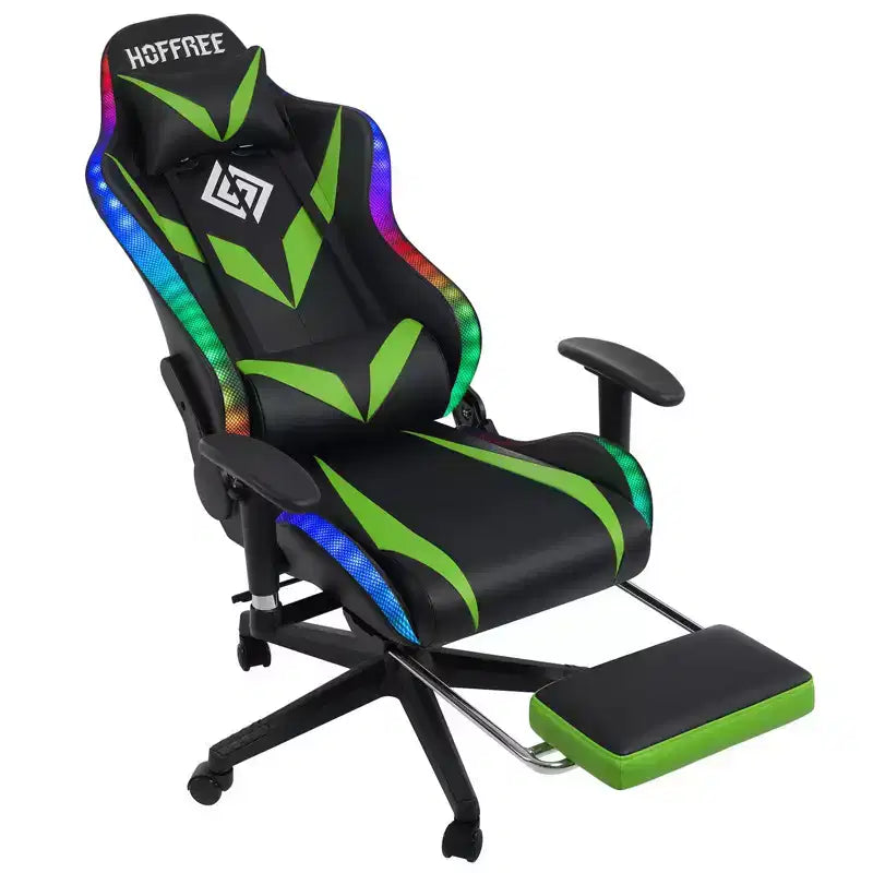 Fauteuil de massage relaxant, chaise gaming, fauteuil de bureau/ordinateur ergonomique avec haut-parleur Bluetooth et éclairage RGB
