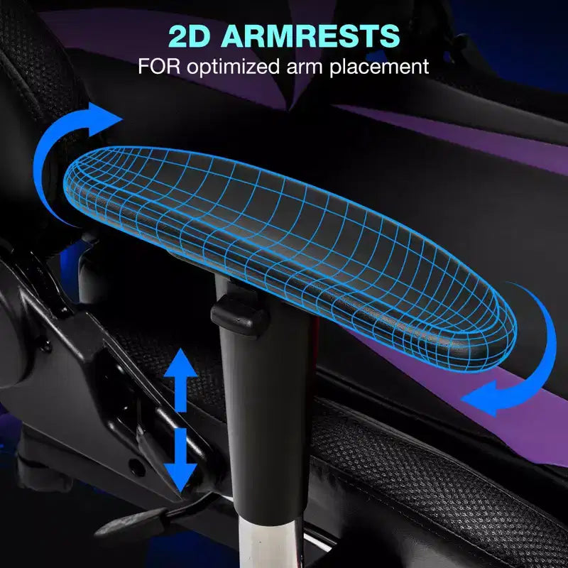 Fauteuil de massage relaxant, chaise gaming, fauteuil de bureau/ordinateur ergonomique avec haut-parleur Bluetooth et éclairage RGB
