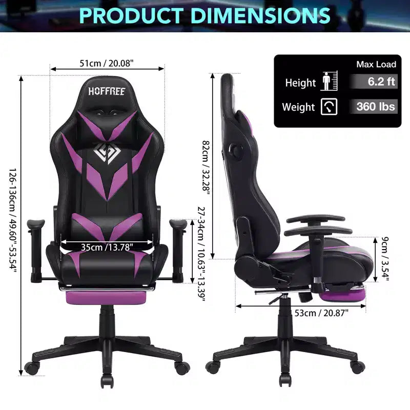 Fauteuil de massage relaxant, chaise gaming, fauteuil de bureau/ordinateur ergonomique avec haut-parleur Bluetooth et éclairage RGB